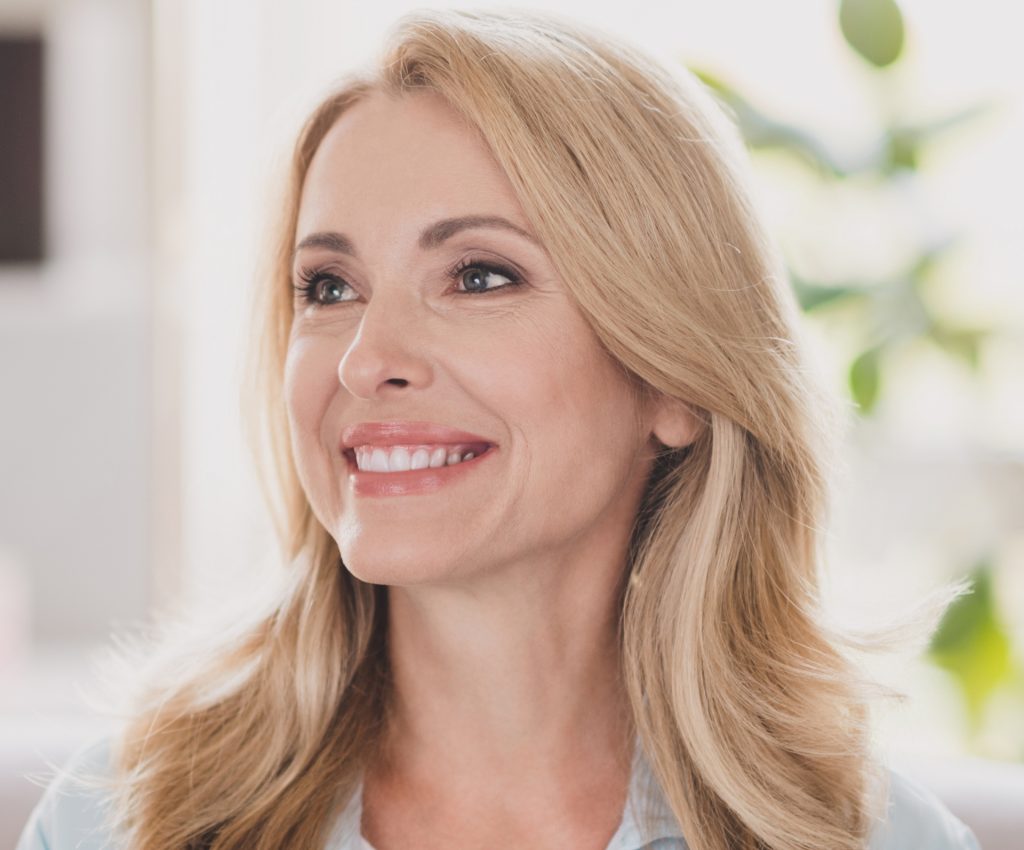 Middle aged blonde female model