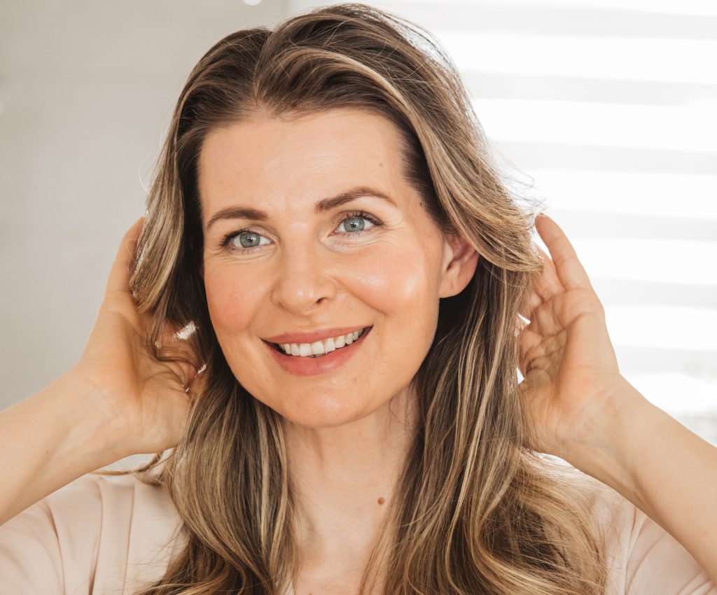 Middle aged blonde female model